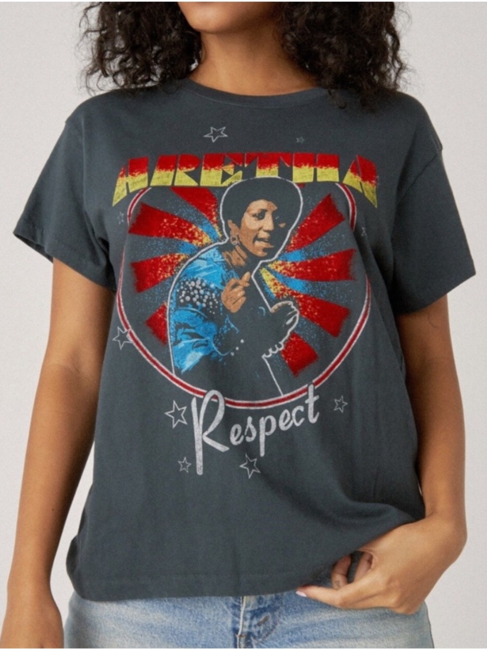 Daydreamer gray aretha franklin respect graphic tee womens L